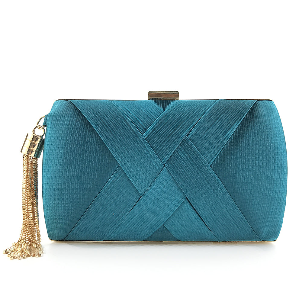Handheld Women's Evening Clutch Bags Silk Satin Party Handbags Bridal Wedding Purses with Tassel Pendant Evening Clutch Bags