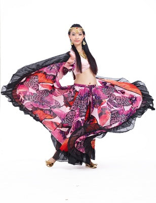 2023 90CM/96CM((35.4 inch/37.8 inch) Chiffon Flower Print Huge Skirt Swing Dress Belly Dance Skirt Gypsy skirt, 1 Coat +1 Skirt