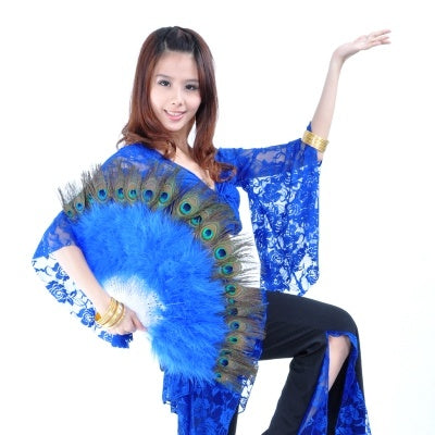 68x35cm 9 Colors 100% Feather Belly Dance Peacock Fans Belly Dance Prop Stage Activities Tools