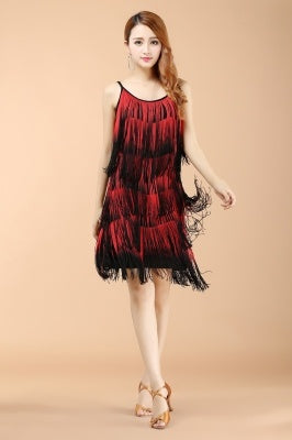 Professional And Sexy 3 Color Latin Dance Costumes, Women's Adult Autumn Performance Costumes, Tassel Latin Dress Skirt