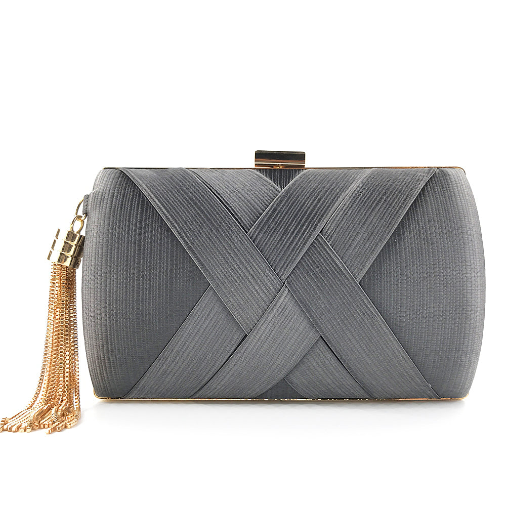 Handheld Women's Evening Clutch Bags Silk Satin Party Handbags Bridal Wedding Purses with Tassel Pendant Evening Clutch Bags