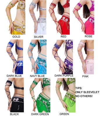 2023 Length 40cm(15.7 in) Sequin and Cloth Lightweiht Belly Dance Bracelet Belly Dance Snake Sleeves Sequin Arm Chain Accessory