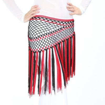 Nylon 150cm(59 in) Women's Belly Dance Two-tone Argentina Triangle Short Tassels Hip Scarf