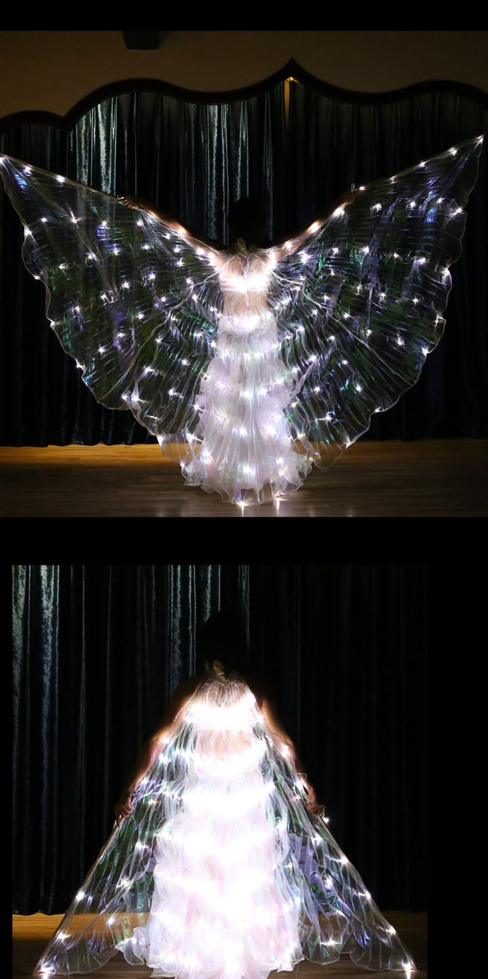 6-Colors Changing LED Wings, 360-degree Dancing Wings and Luminous Props for Belly Dance Performances