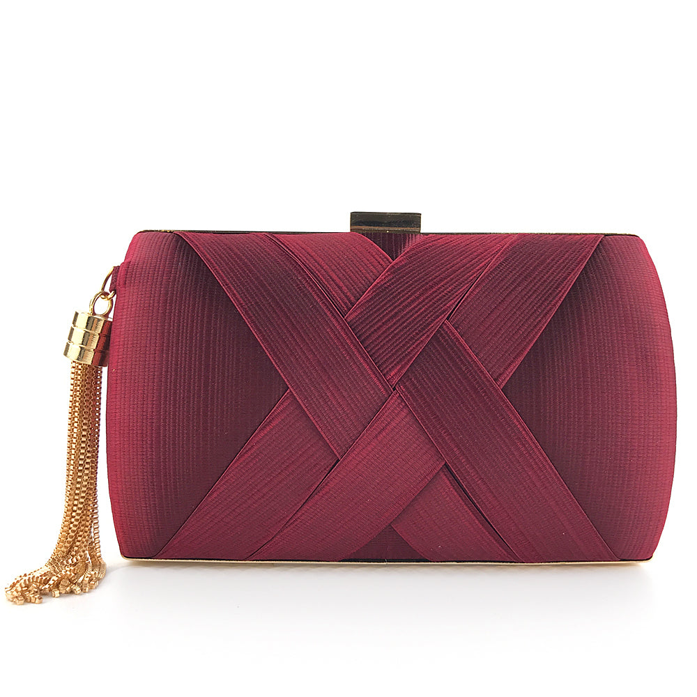 Handheld Women's Evening Clutch Bags Silk Satin Party Handbags Bridal Wedding Purses with Tassel Pendant Evening Clutch Bags