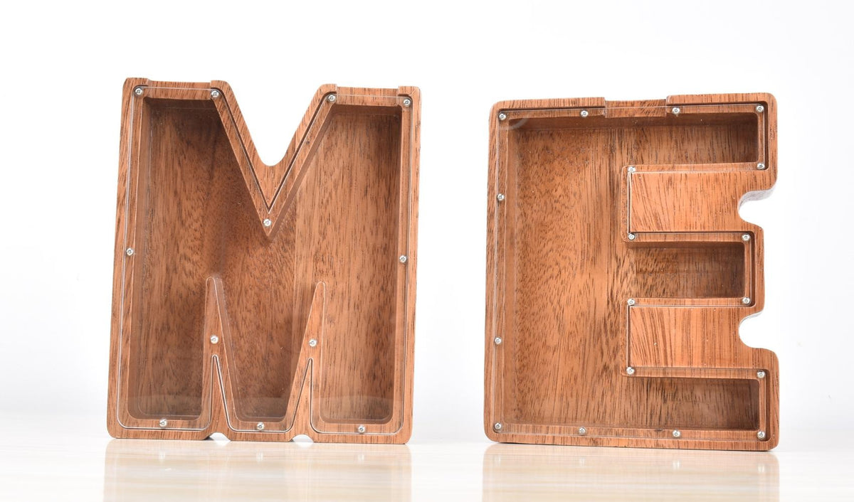 Creative Piggy Bank Nordic Style Wooden Letter Piggy Bank Thickness 4.5cm