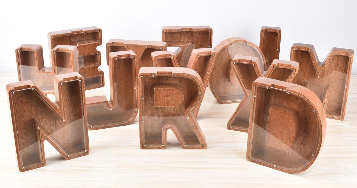 Creative Piggy Bank Nordic Style Wooden Letter Piggy Bank Thickness 4.5cm