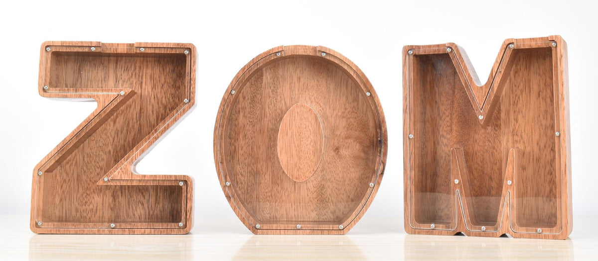 Creative Piggy Bank Nordic Style Wooden Letter Piggy Bank 19*18*3cm