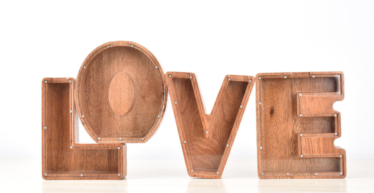 Creative Piggy Bank Nordic Style Wooden Letter Piggy Bank 19*18*3cm