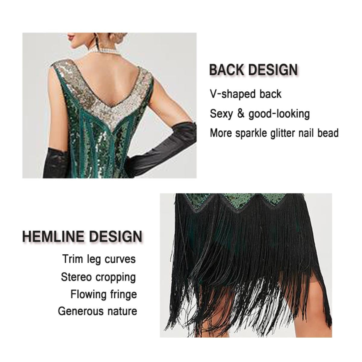 1920s Vintage Dress Beaded Sequin 30S Flapper Dresses Prom Wedding Women Vintage Dress V Neck Beaded Fringed Tassels