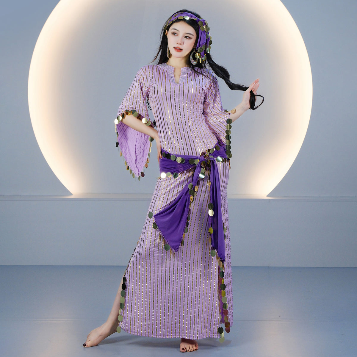 Elegant Egyptian Saidi Robe Cane Dance Costume with Embroidered Details for Stage Shows
