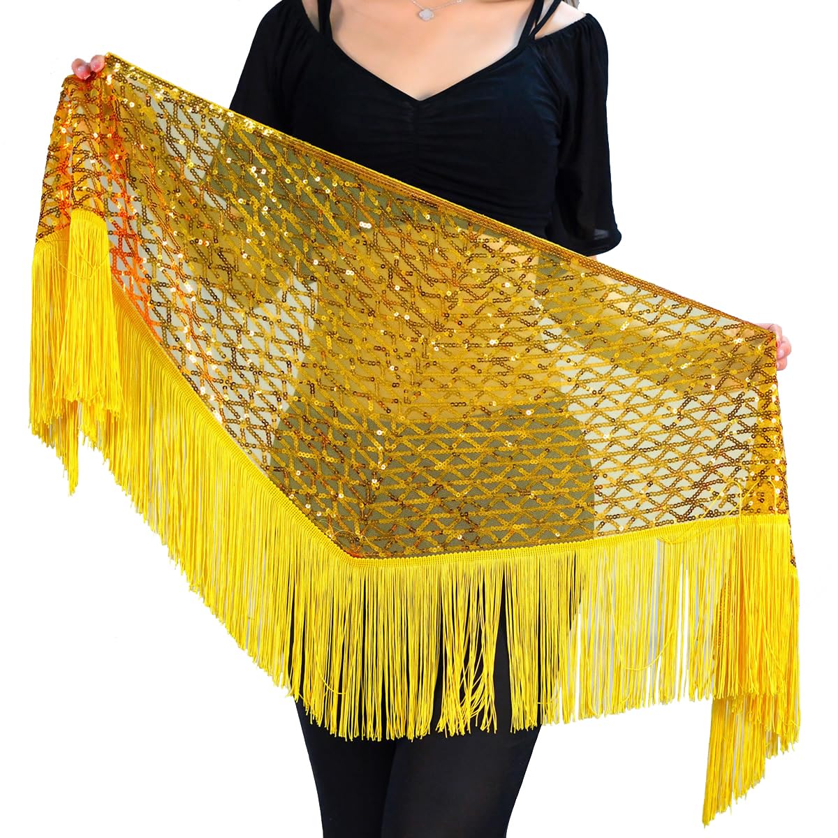 Belly Dance Hip Scarf Tassel Waist Chain Dynamic Versatile Waist Shinning Sequins Ornament