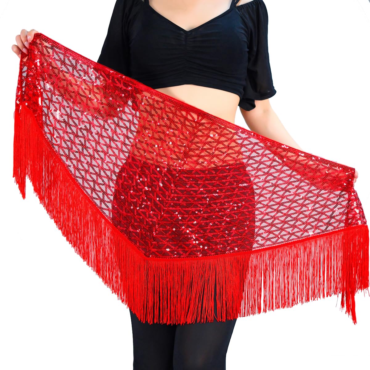 Belly Dance Hip Scarf Tassel Waist Chain Dynamic Versatile Waist Shinning Sequins Ornament