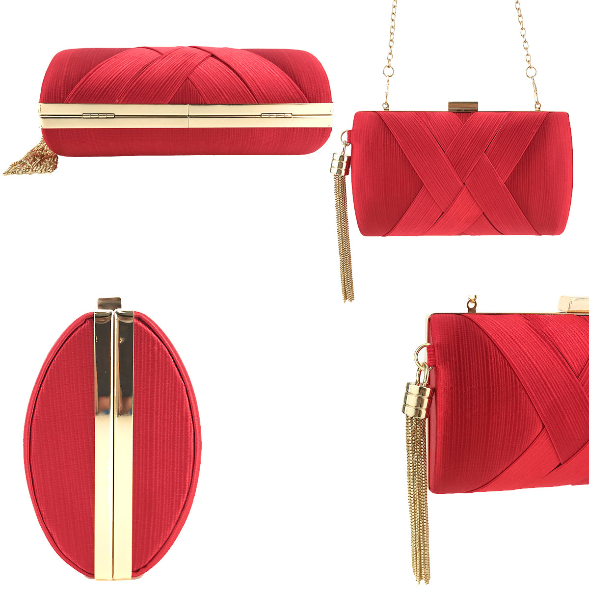 Handheld Women's Evening Clutch Bags Silk Satin Party Handbags Bridal Wedding Purses with Tassel Pendant Evening Clutch Bags
