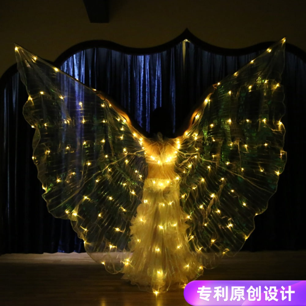 6-Colors Changing LED Wings, 360-degree Dancing Wings and Luminous Props for Belly Dance Performances