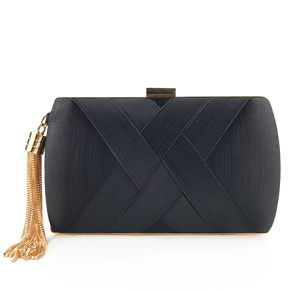 Handheld Women's Evening Clutch Bags Silk Satin Party Handbags Bridal Wedding Purses with Tassel Pendant Evening Clutch Bags