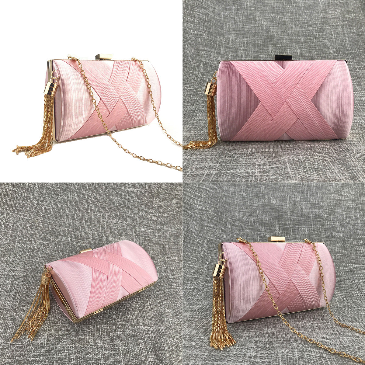 Handheld Women's Evening Clutch Bags Silk Satin Party Handbags Bridal Wedding Purses with Tassel Pendant Evening Clutch Bags