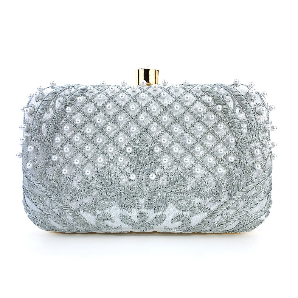Embroidered Hand-beaded Evening Bag Vintage Pearl Evening Bag Wedding Purses for Women