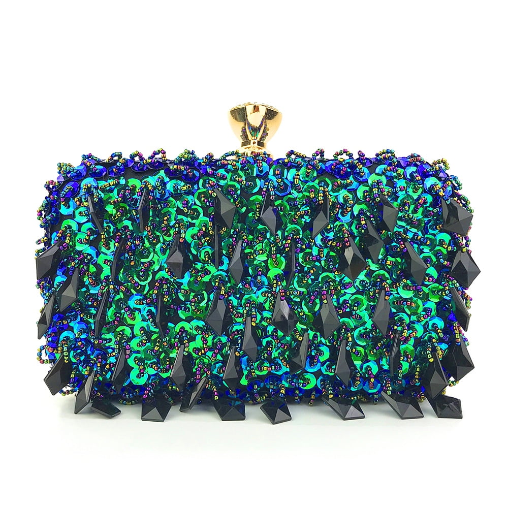 Handheld Evening Bag, Handmade Double-sided Beaded Bag, Sequined Bag, Evening Clutch for Women