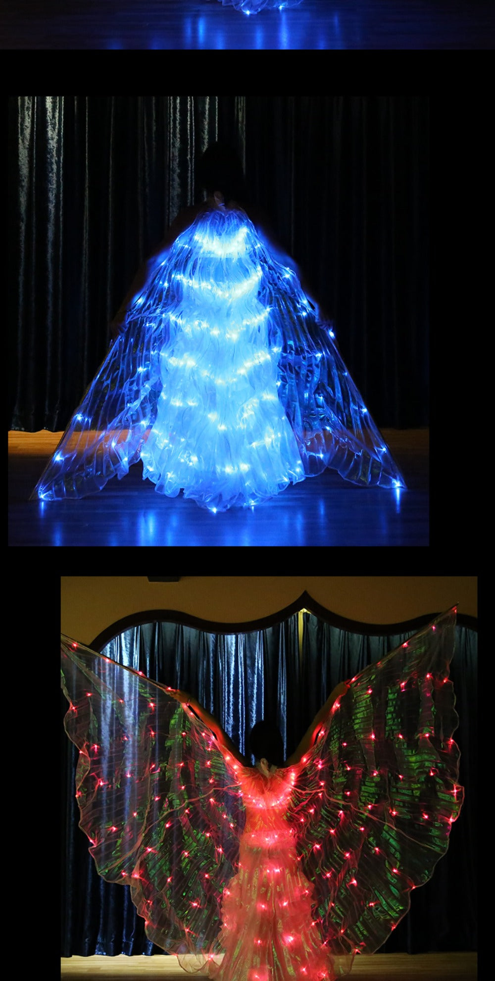 6-Colors Changing LED Wings, 360-degree Dancing Wings and Luminous Props for Belly Dance Performances