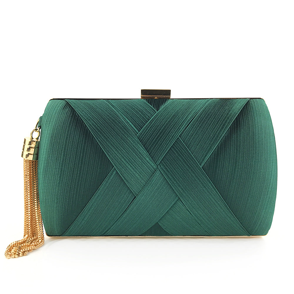 Handheld Women's Evening Clutch Bags Silk Satin Party Handbags Bridal Wedding Purses with Tassel Pendant Evening Clutch Bags