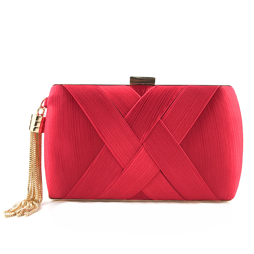 Handheld Women's Evening Clutch Bags Silk Satin Party Handbags Bridal Wedding Purses with Tassel Pendant Evening Clutch Bags