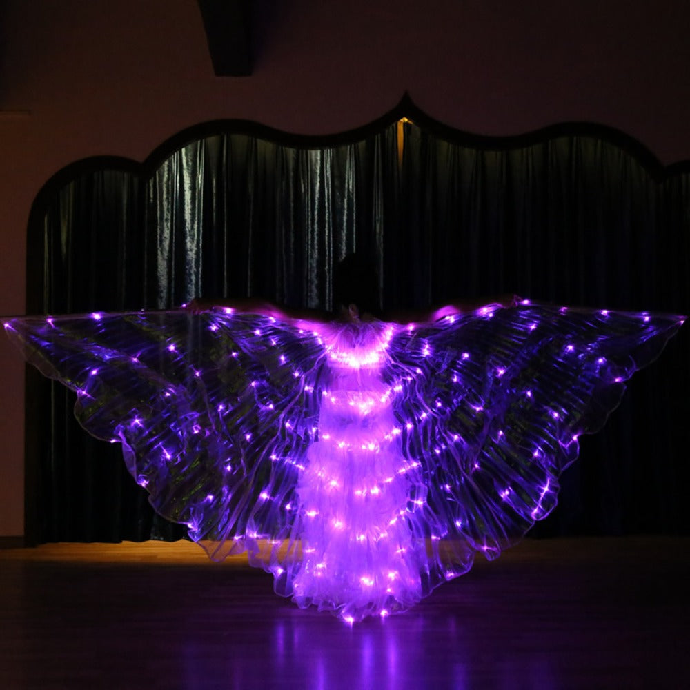 6-Colors Changing LED Wings, 360-degree Dancing Wings and Luminous Props for Belly Dance Performances