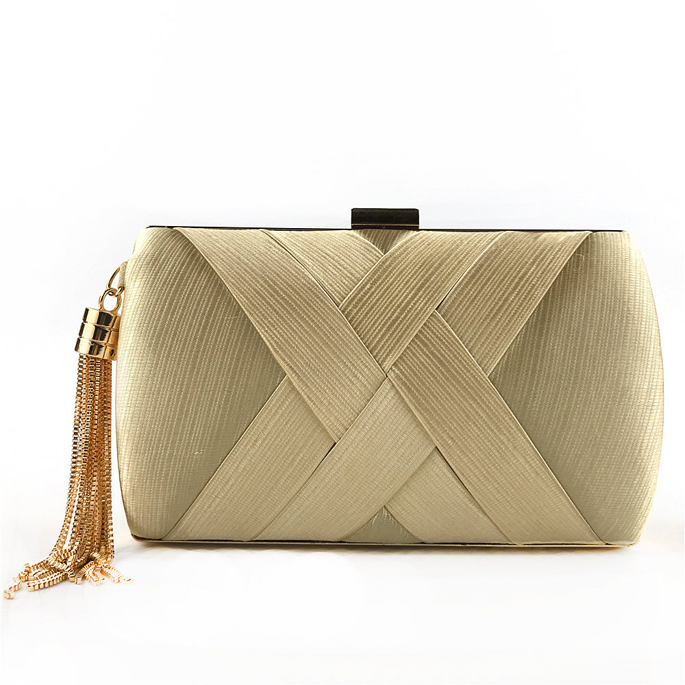 Handheld Women's Evening Clutch Bags Silk Satin Party Handbags Bridal Wedding Purses with Tassel Pendant Evening Clutch Bags
