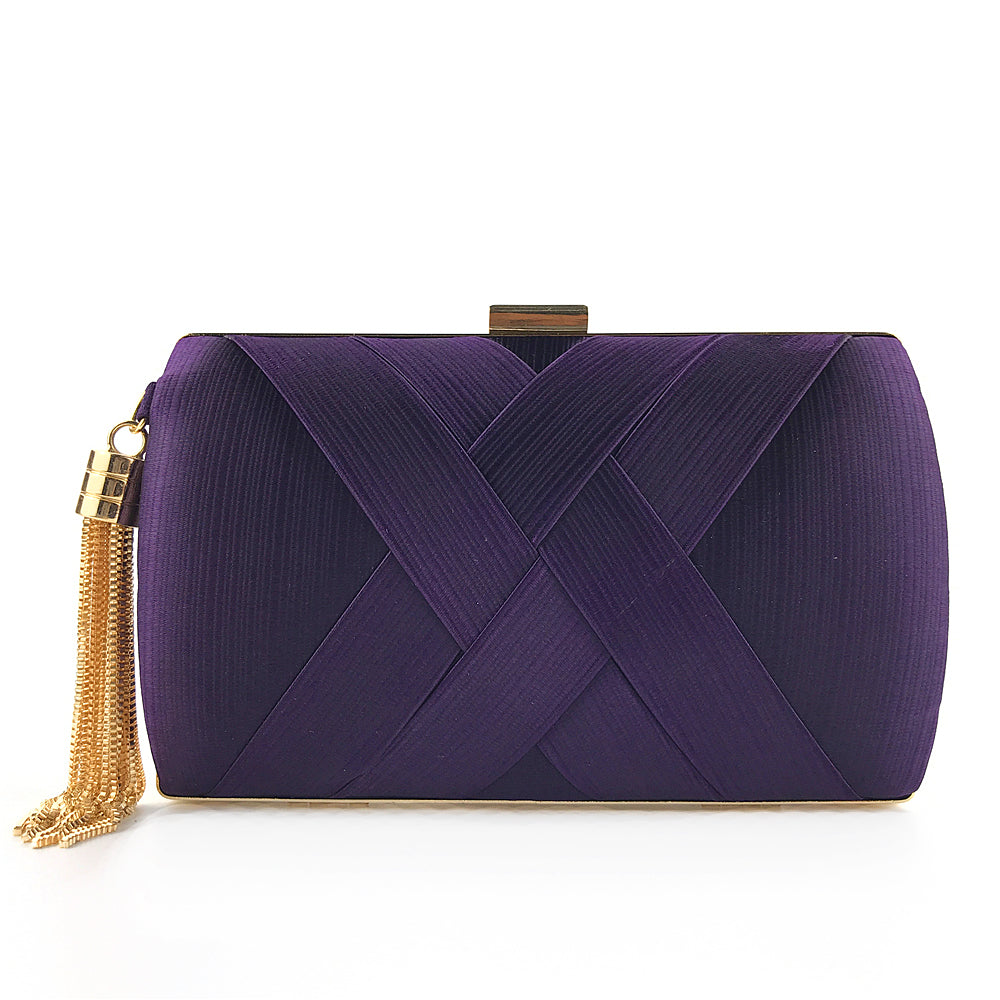Handheld Women's Evening Clutch Bags Silk Satin Party Handbags Bridal Wedding Purses with Tassel Pendant Evening Clutch Bags