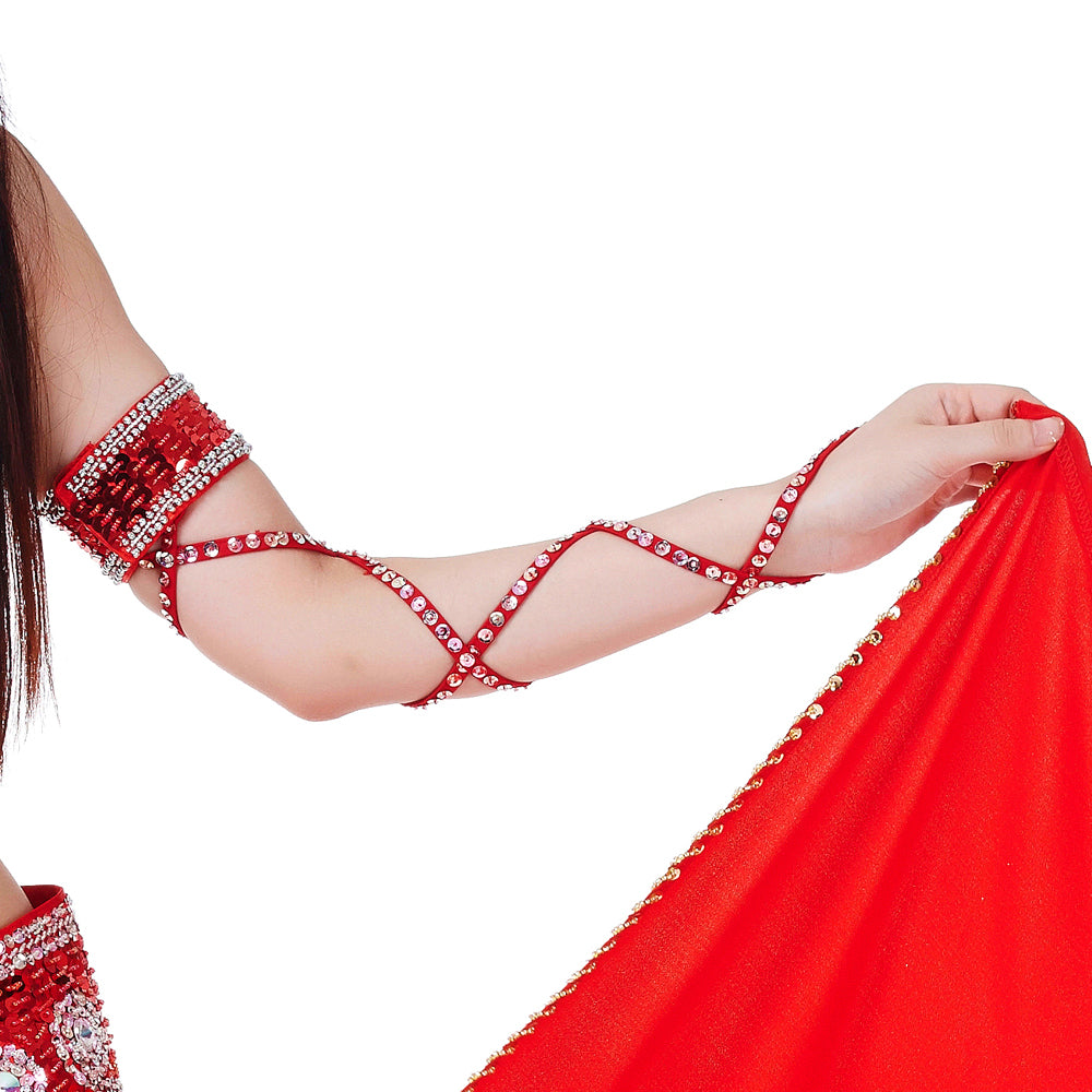 Pack of 2 (as in pairs) Lightweiht Belly Dance Bracelet Snake Sleeves Arm Band with Stretch Wrap Straps Hand Chains Accessory