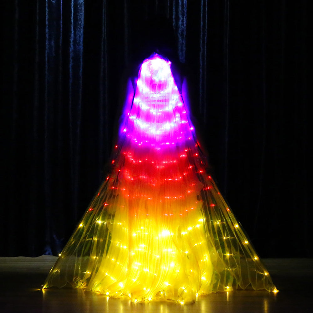 Three-color Gradient LED Isis Wing - Belly Dance Light Up Wings for Carnival Halloween Party Club Wear with Telescopic Sticks