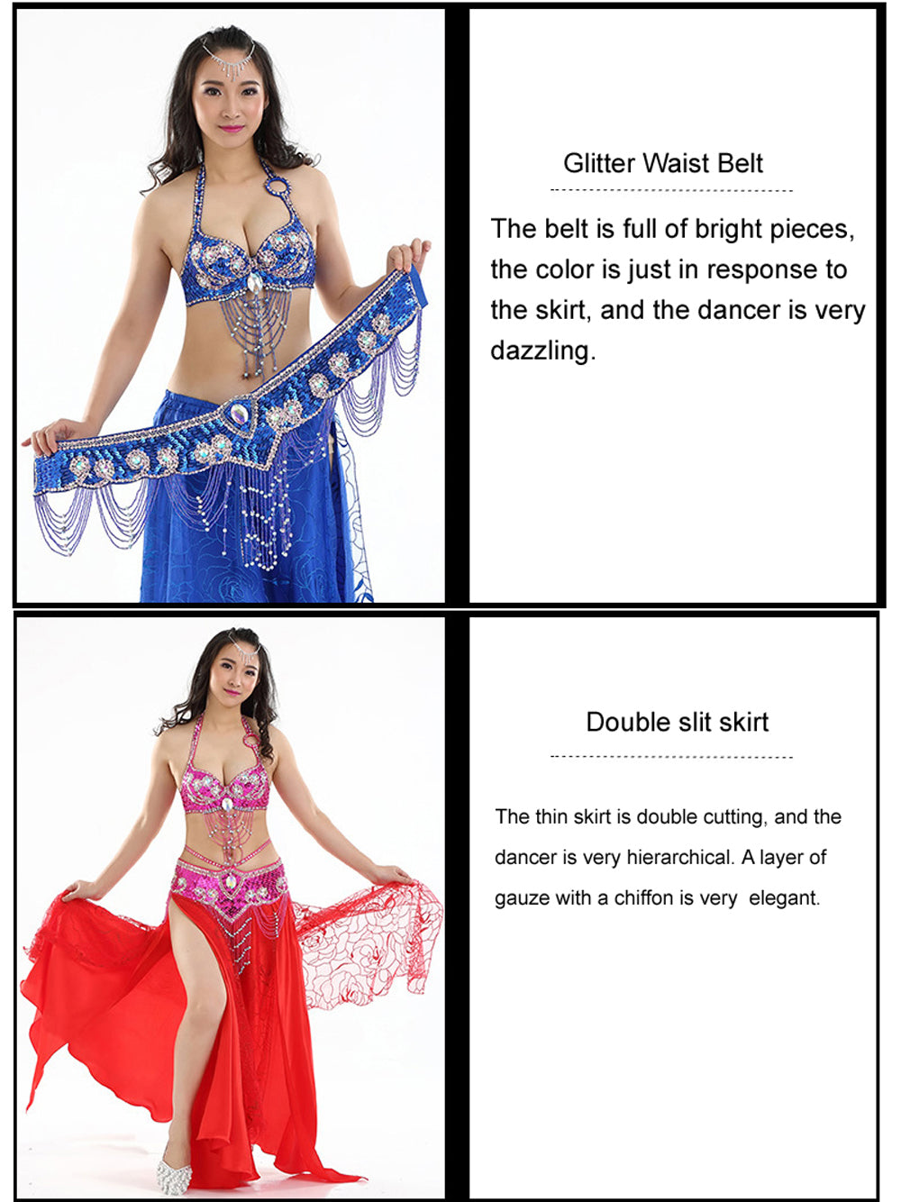 Belly Dance Costumes with Belly Dance Rose Skirt Belly Dance Dress 1 Set