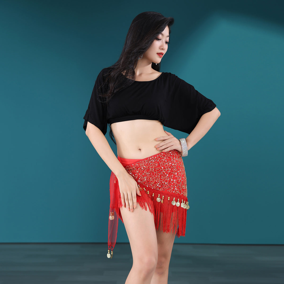 Light Weight Tassels Fringed Sequins Triangle Belly Dance Hip Scarf Skirt Waist Belt for Outfits