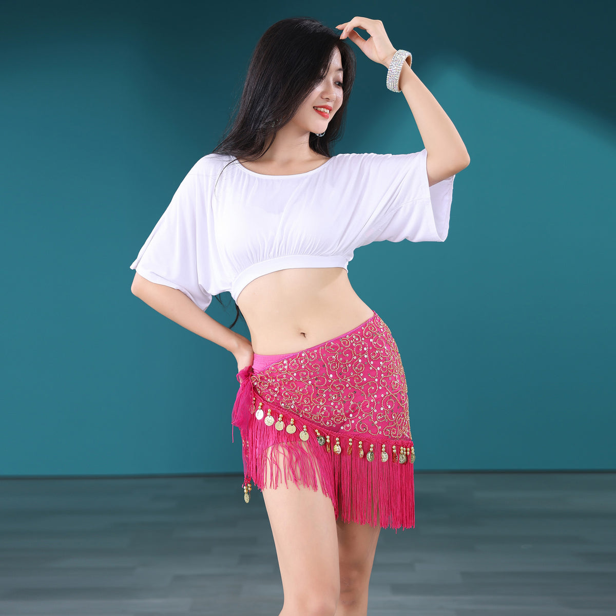Light Weight Tassels Fringed Sequins Triangle Belly Dance Hip Scarf Skirt Waist Belt for Outfits