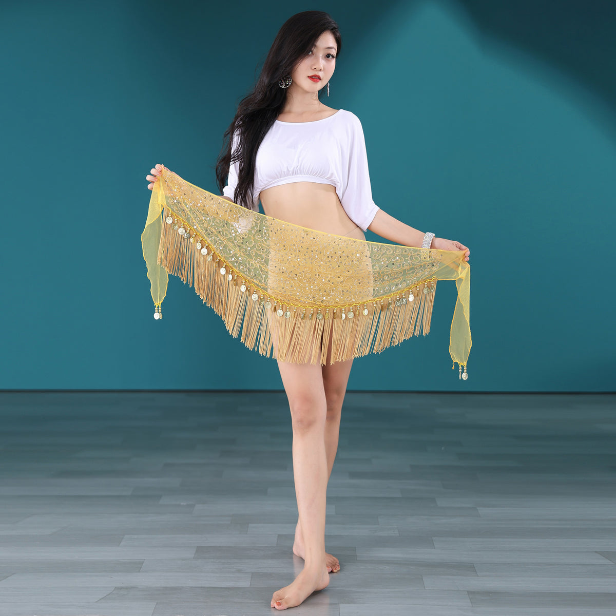 Light Weight Tassels Fringed Sequins Triangle Belly Dance Hip Scarf Skirt Waist Belt for Outfits