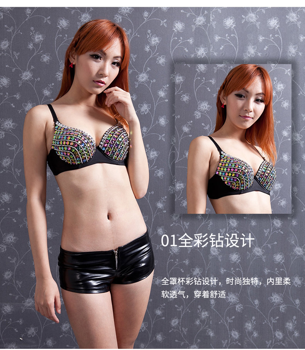 Danceshower Metallic Spike Punk Goth Bra Clubwear DS Bra Belly Dance Top