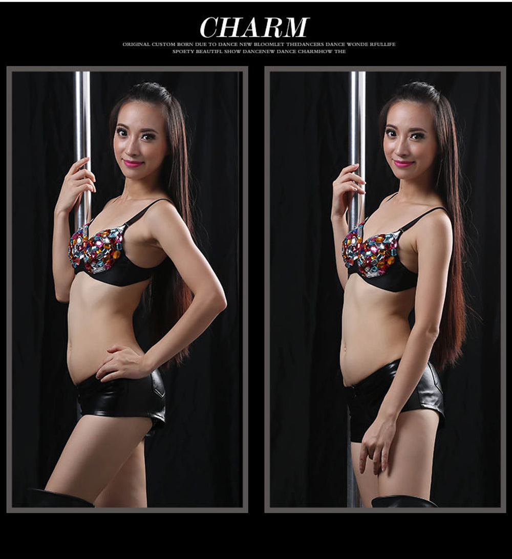 Danceshower Metallic Spike Punk Goth Bra Clubwear DS Bra Belly Dance Top