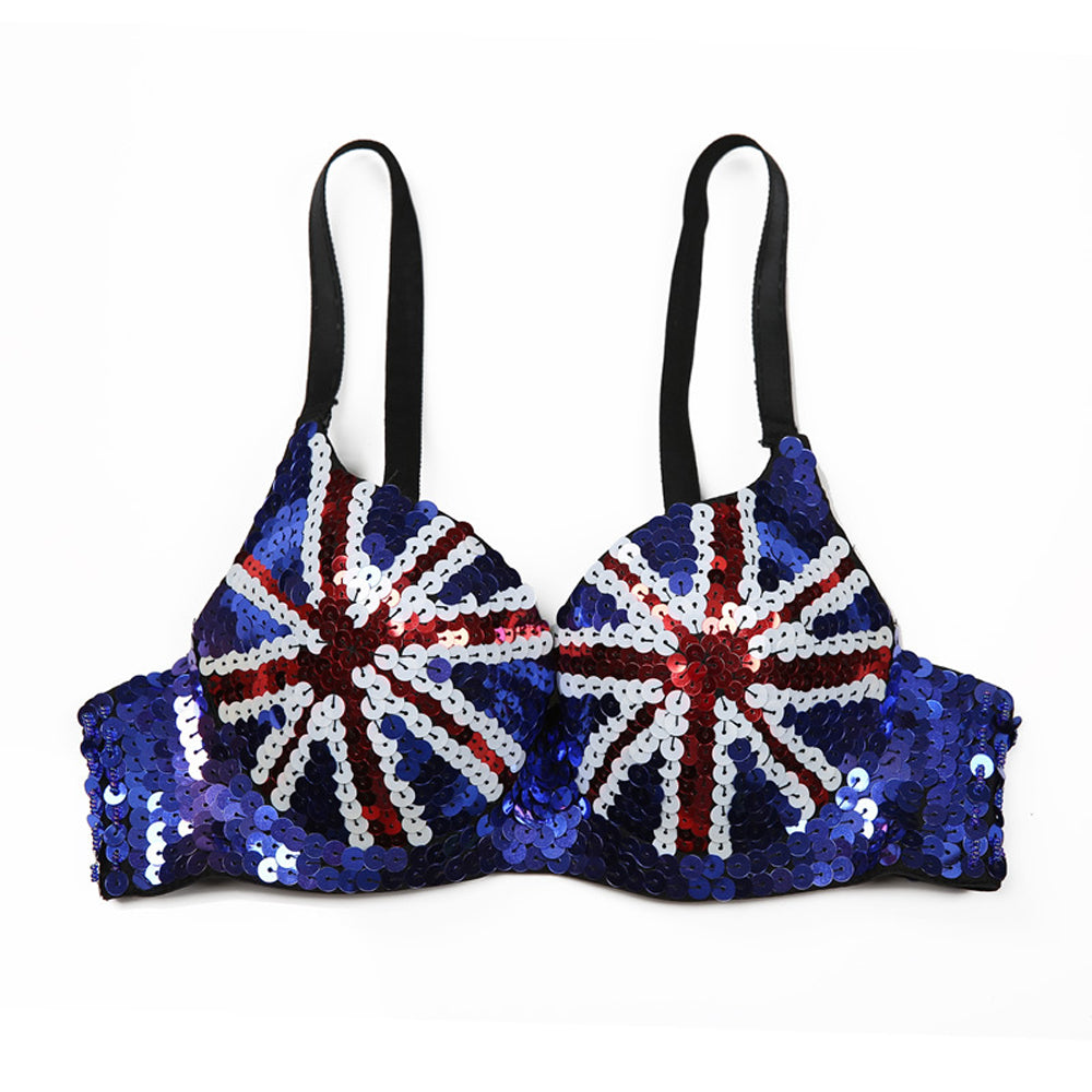 Danceshower Sequin Spike Punk Goth Bra Clubwear DS Bra Belly Dance Top