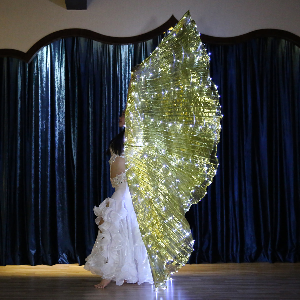 LED Isis Wing Single Colors - Belly Dance Light Up Wings Carnival Halloween Party Club Wear with Telescopic Sticks