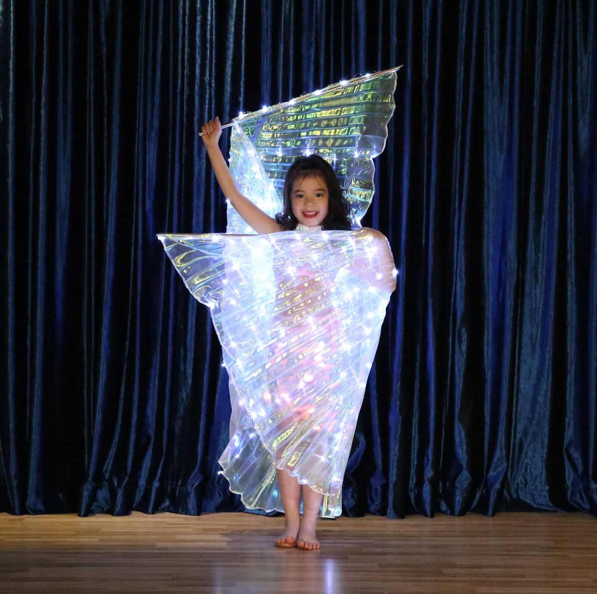 LED Isis Wings Carnival Halloween Shows Wings Costume Cloak LED Cape with Telescopic Sticks