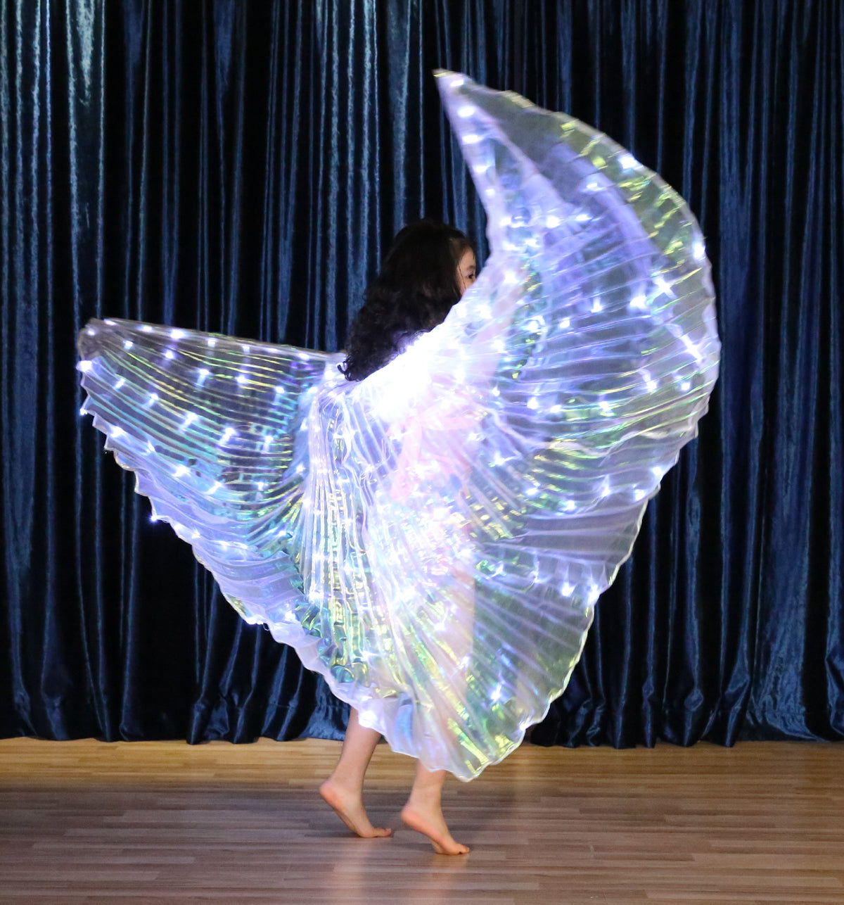 LED Isis Wings Carnival Halloween Shows Wings Costume Cloak LED Cape with Telescopic Sticks