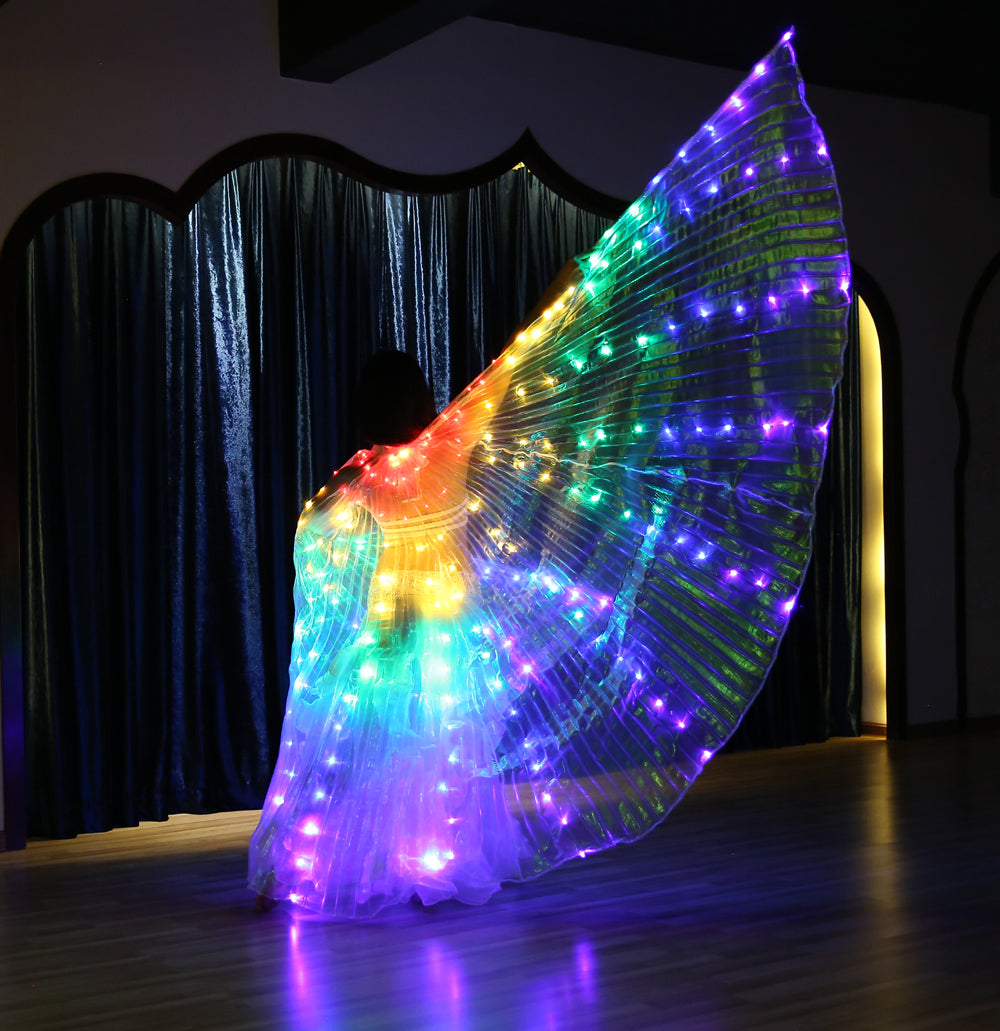 LED Isis Wings Carnival Halloween Shows Wings Costume Cloak LED Cape with Telescopic Sticks