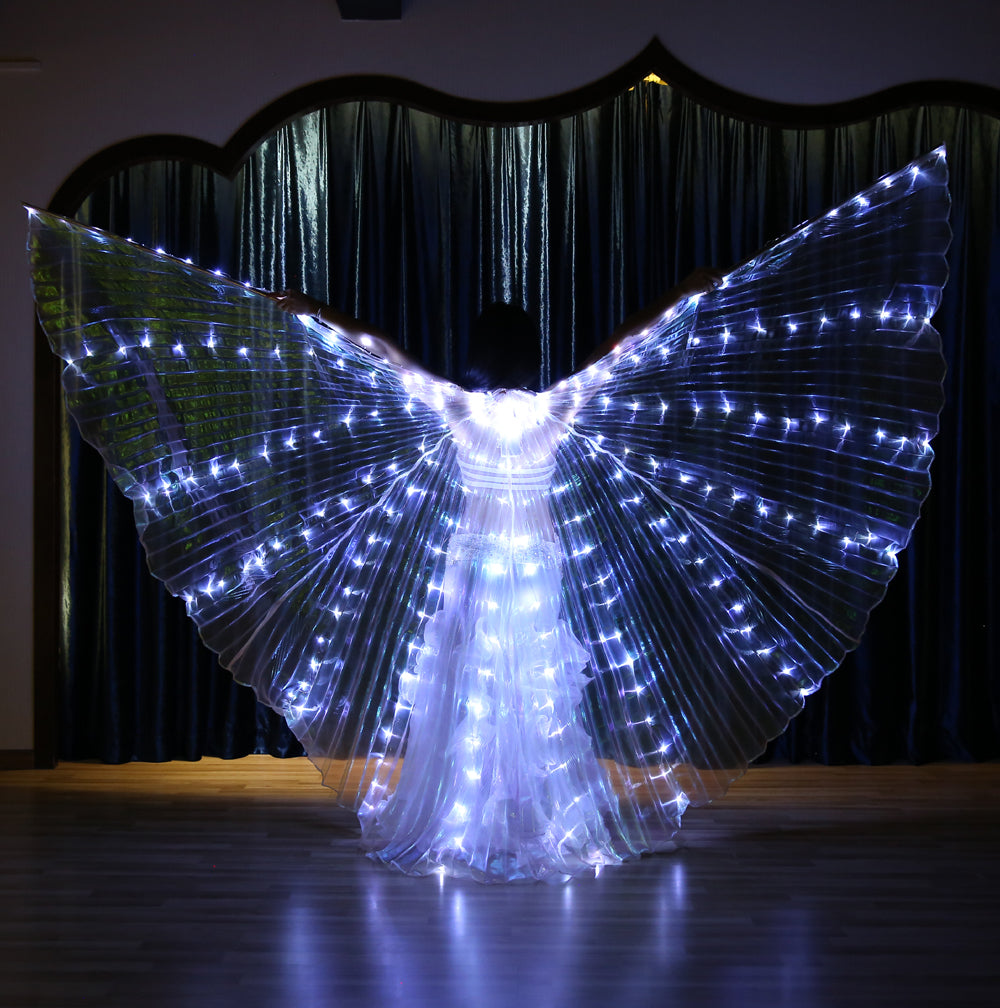 LED Isis Wings Carnival Halloween Shows Wings Costume Cloak LED Cape with Telescopic Sticks