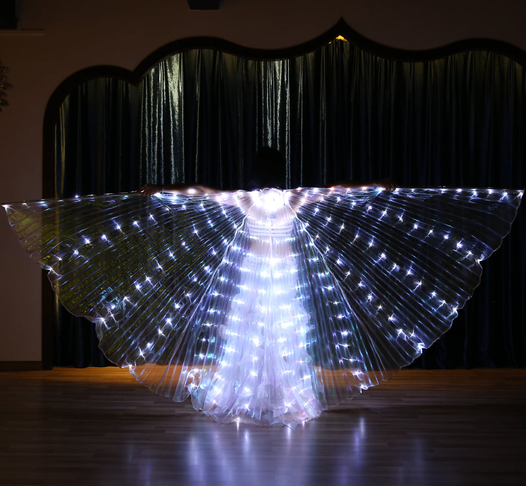 LED Isis Wings Carnival Halloween Shows Wings Costume Cloak LED Cape with Telescopic Sticks