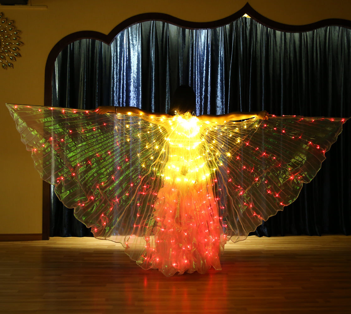 Smart Programming LED Isis Wing - Belly Dance Light Up Wings for Carnival Halloween Party Club Wear with Telescopic Sticks
