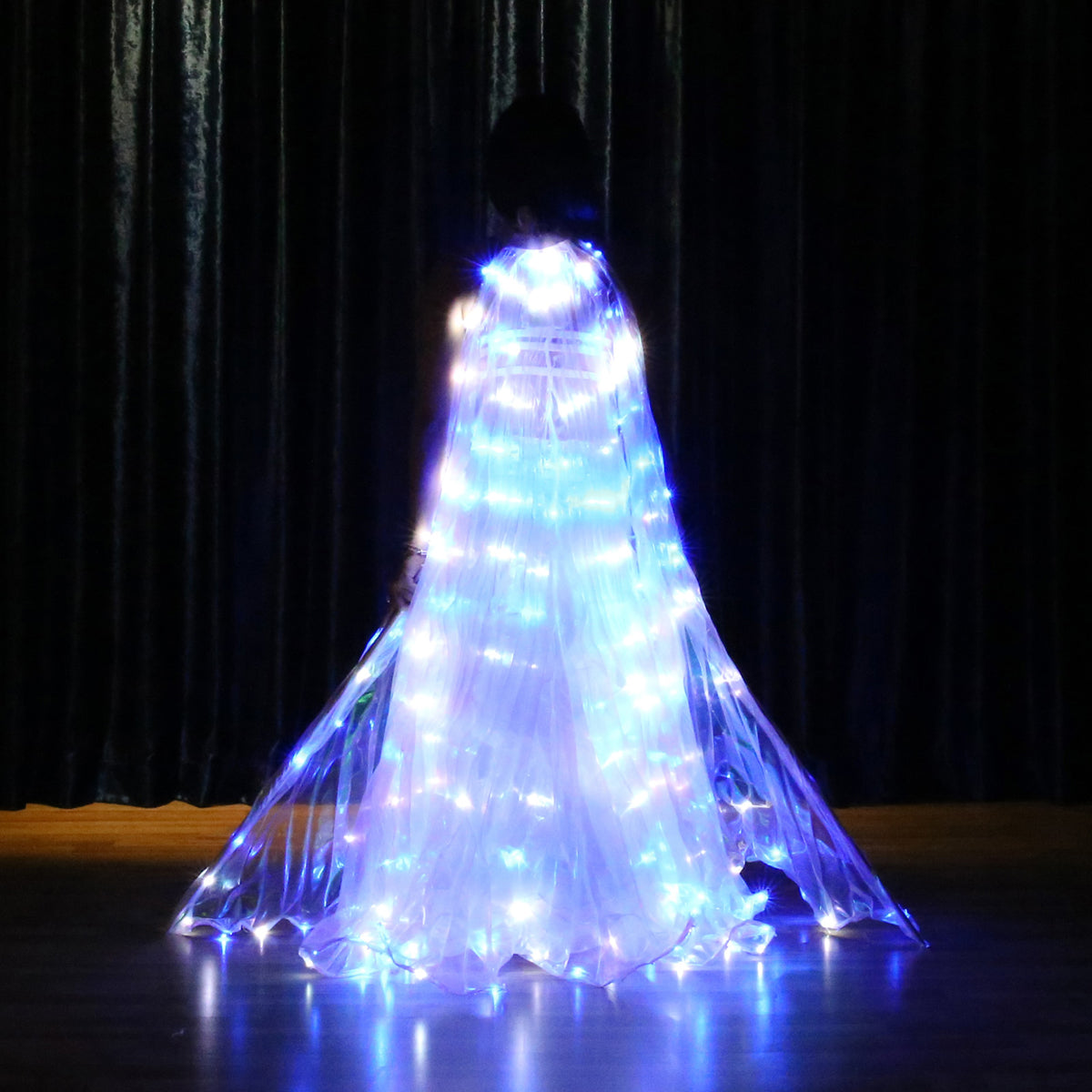 Alas de Isis con luz LED - Alas iluminadas para danza del vientre, carnaval, fiesta de Halloween, club, con varillas telescópicas