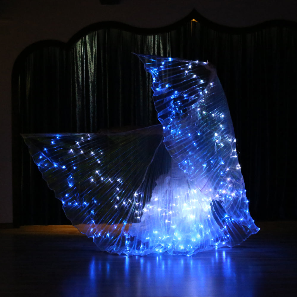 LED Isis Wing 12-Pointed Star - Belly Dance Light Up Wings for Carnival Halloween Party Club Wear with Telescopic Sticks
