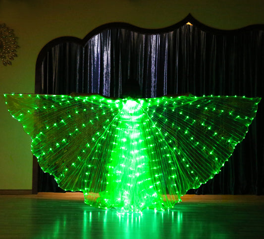 LED Isis Wing Single Full Colors - Belly Dance Light Up Wings Carnival Halloween Party Club Wear with Telescopic Sticks