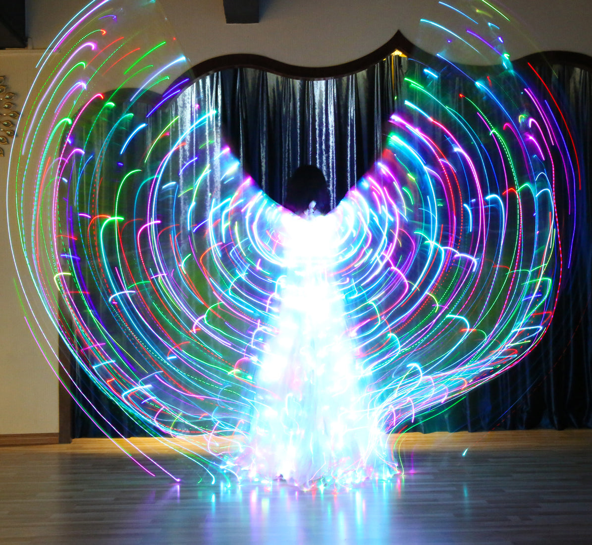 Smart Programming LED Isis Wing - Belly Dance Light Up Wings for Carnival Halloween Party Club Wear with Telescopic Sticks