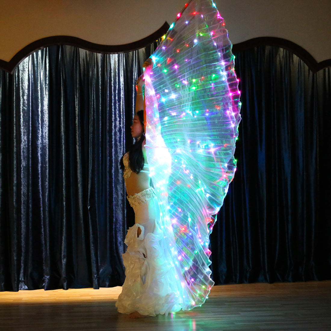 Smart Programming LED Isis Wing - Belly Dance Light Up Wings for Carnival Halloween Party Club Wear with Telescopic Sticks